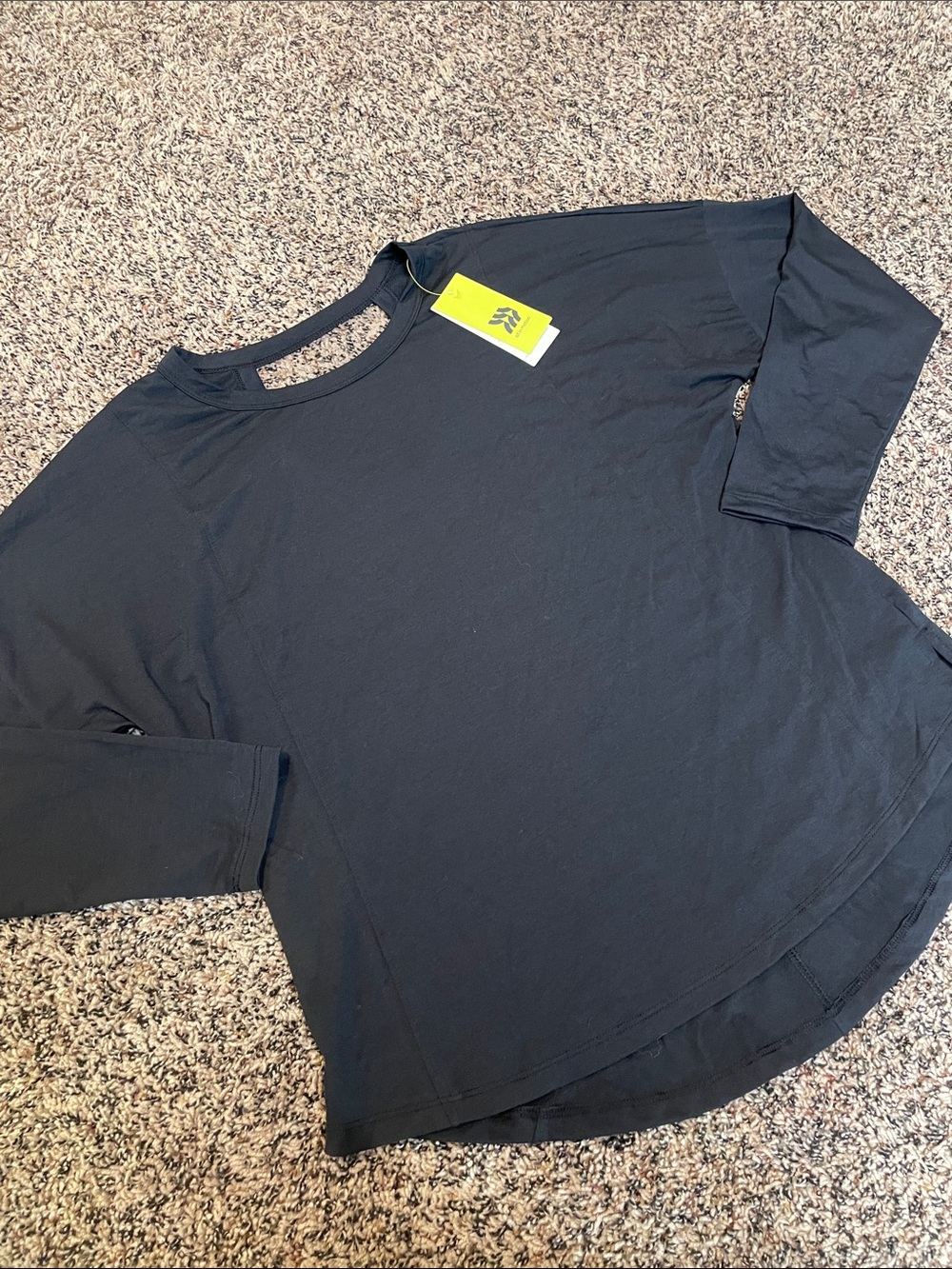 all in motion Black 3/4 Sleeve Keyhole Back Active Tee Size Small NWT